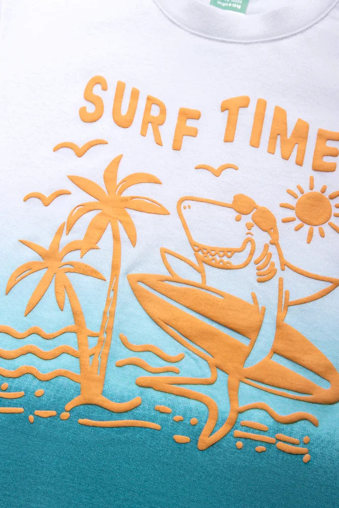 Surf Time Ombre Short Sleeve T-Shirt White And Blue (1)