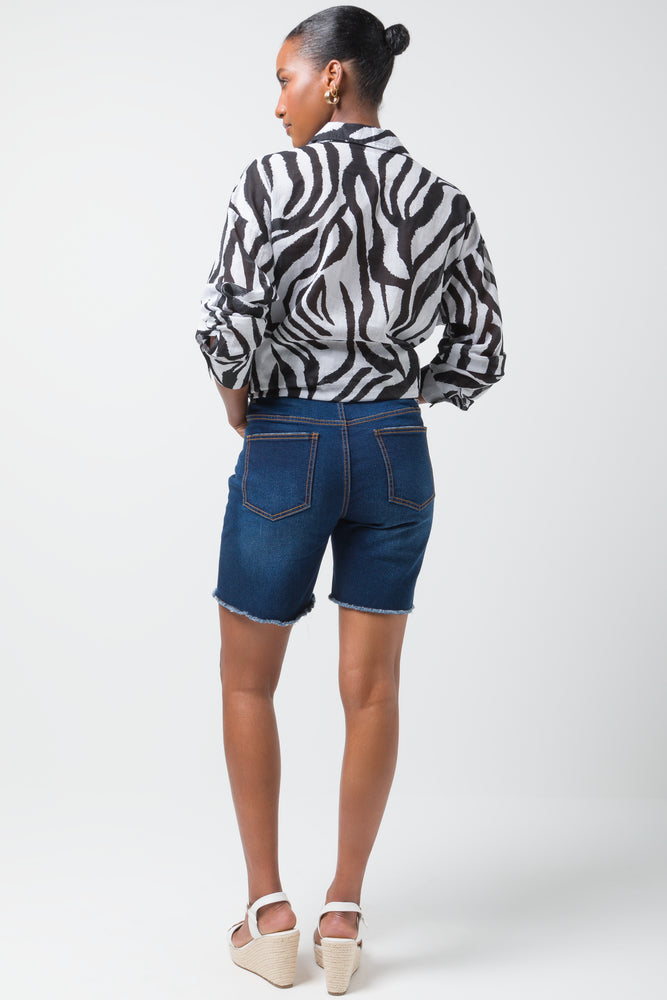 Ripped Bermuda Denim Short Dark Blue (3)