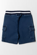 Rib Waist Cargo Denim Short Blue (3)