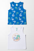 2 Pack Sleeveless T-Shirts Blue And White