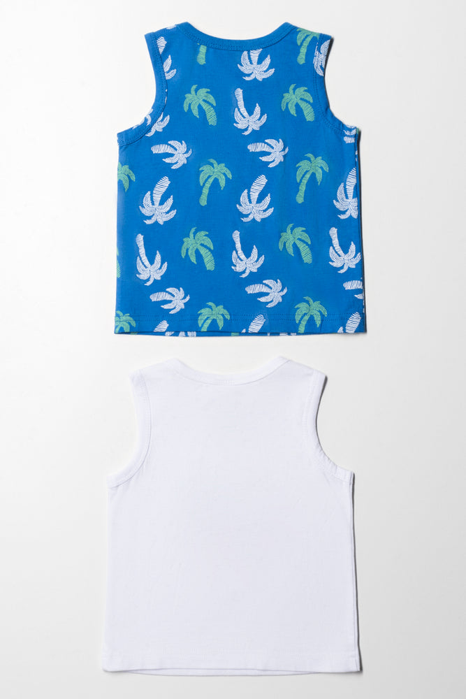 2 Pack Sleeveless T-Shirts Blue And White (3)