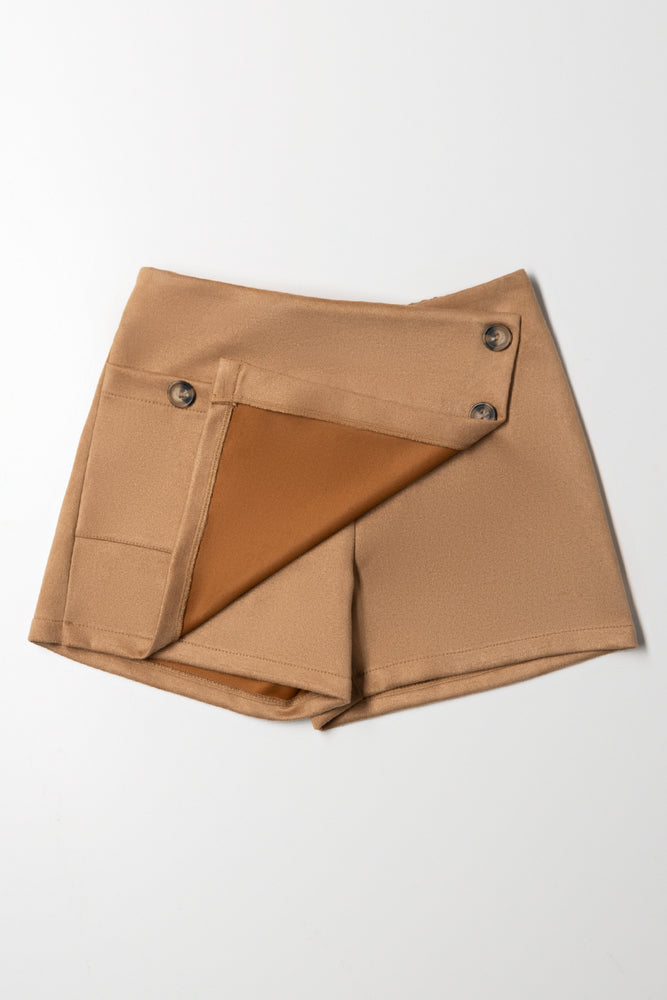 Mock Sued Skort Brown