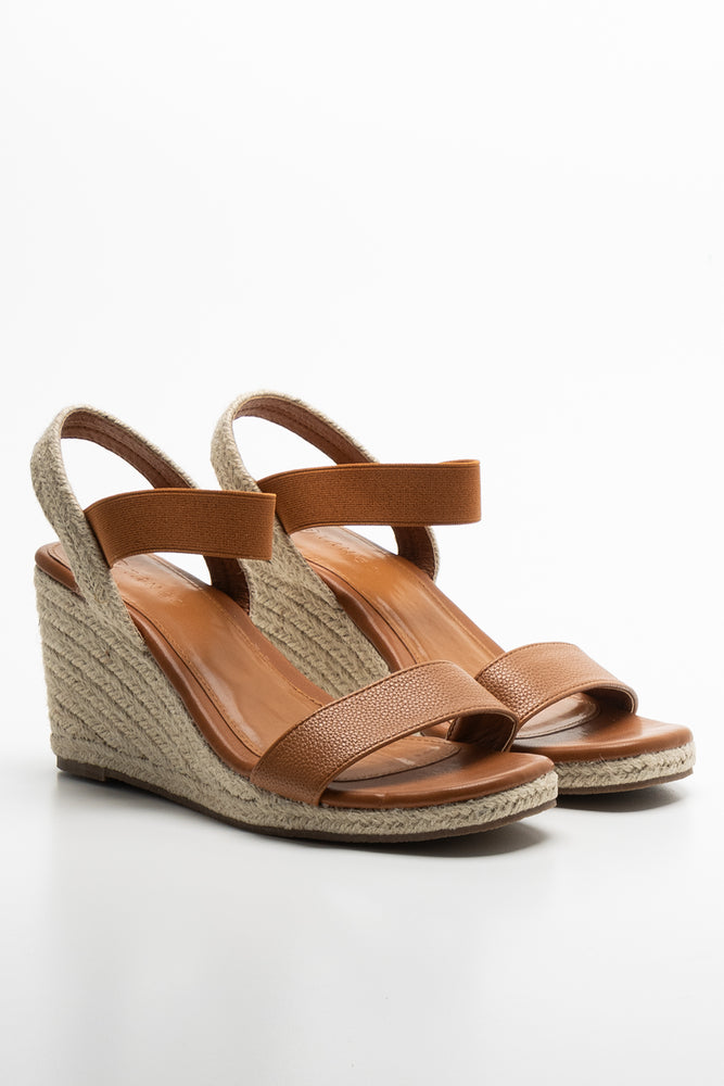 Elastic Espadrille Wedge Brown