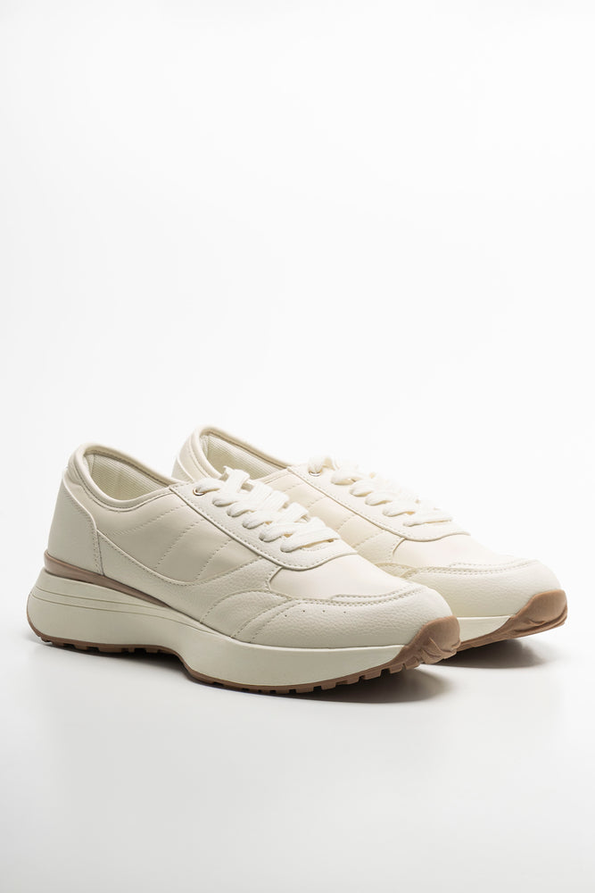 Lace Up Trainer Cream