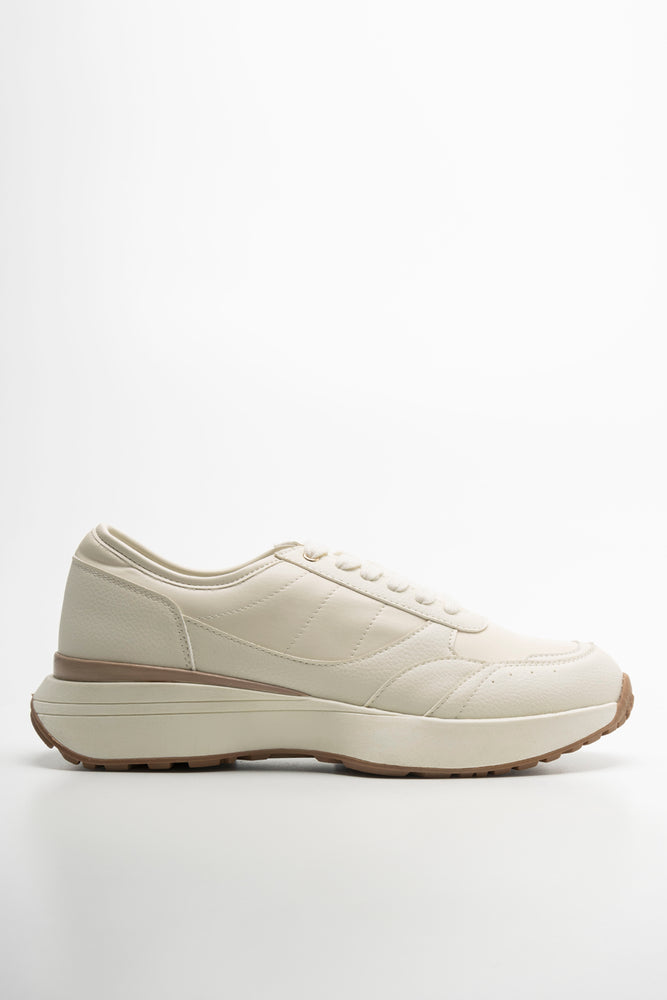 Lace Up Trainer Cream