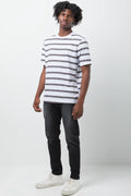 Short Sleeve Stripe T-Shirt Cream (1)