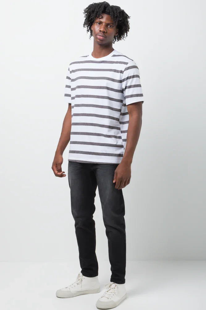Short Sleeve Stripe T-Shirt Cream (1)