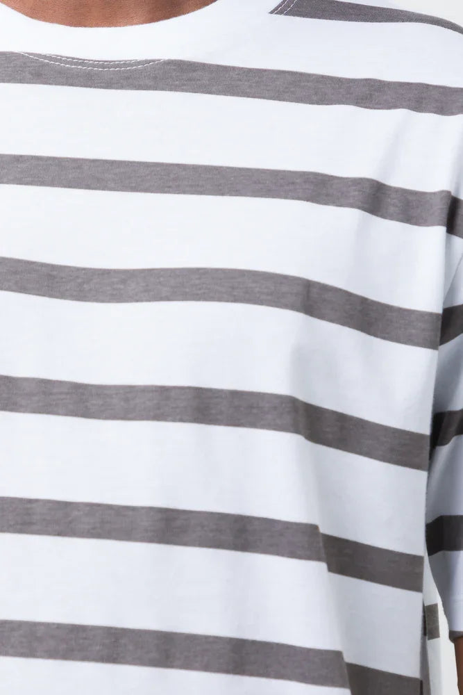Short Sleeve Stripe T-Shirt Cream (3)