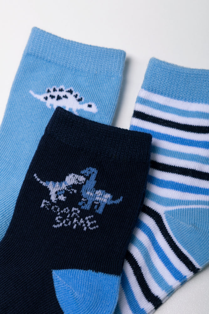 Dino Stripe Socks Blue (1)