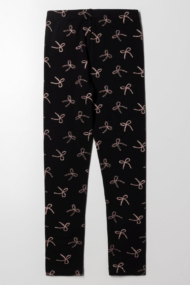 Bow Leggings Black And Pink (2)