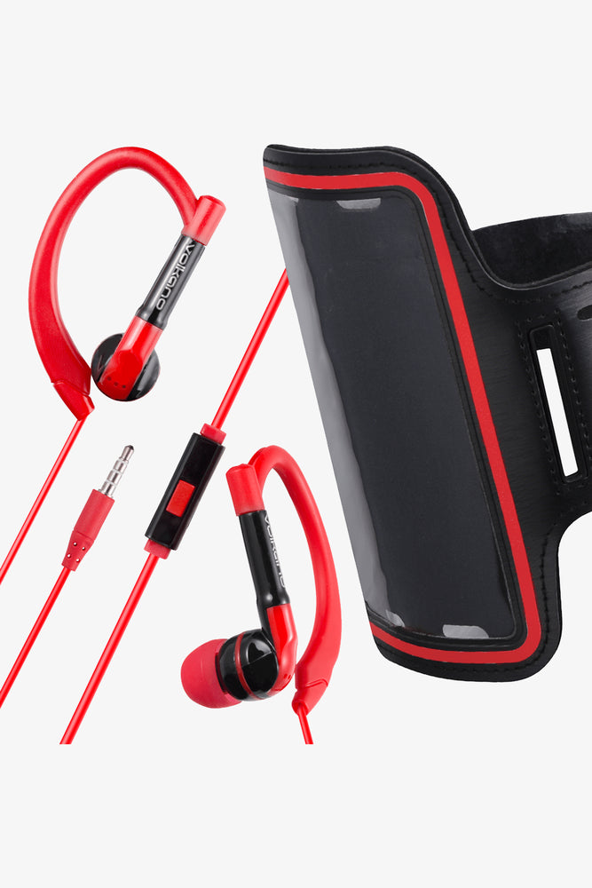 Volkano Haste Sports Hook Earphone With Mic Red