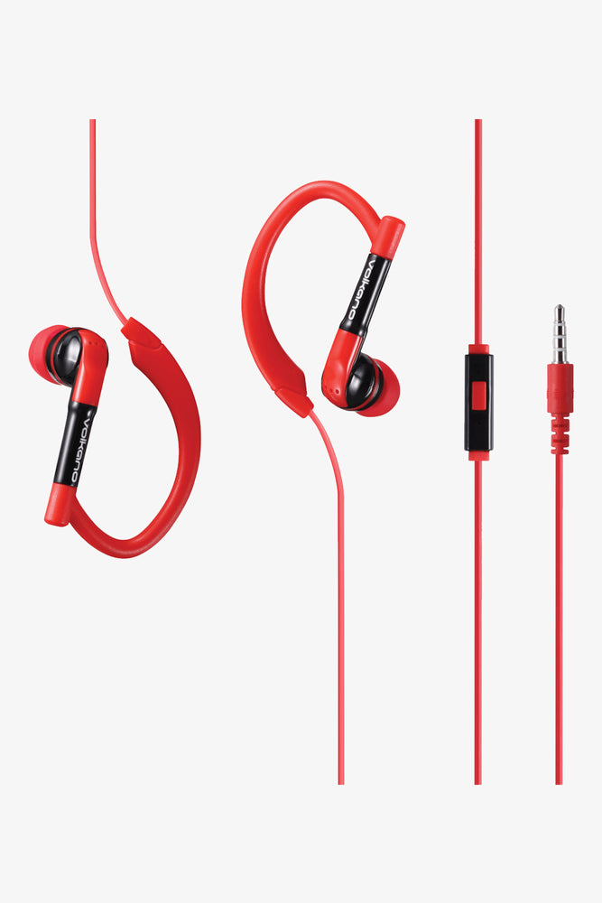 Volkano Haste Sports Hook Earphone With Mic Red