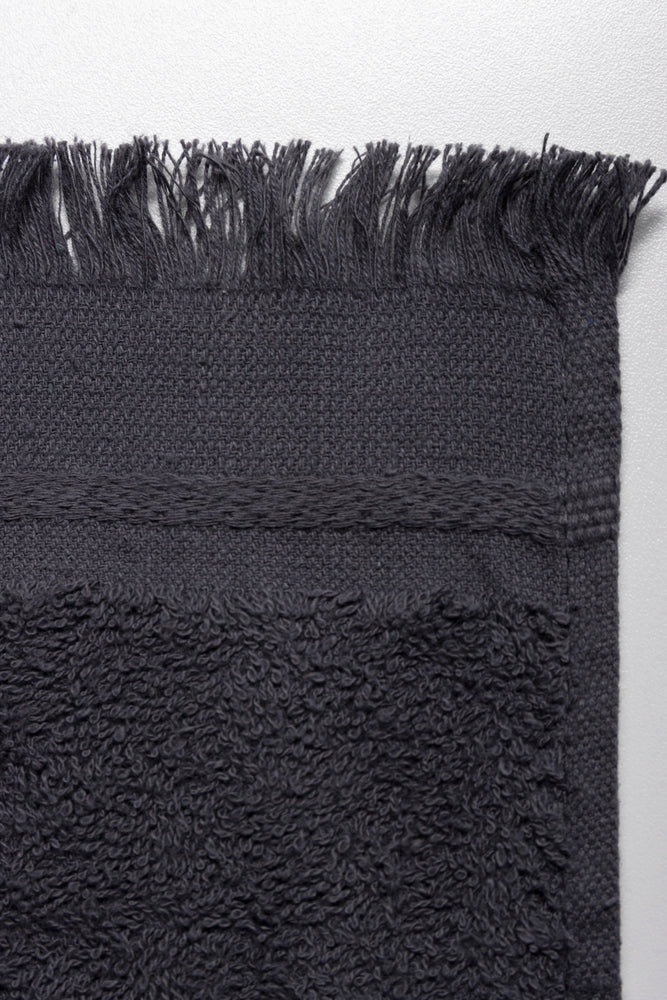 Fringed Guest Towel Dark Grey (1)