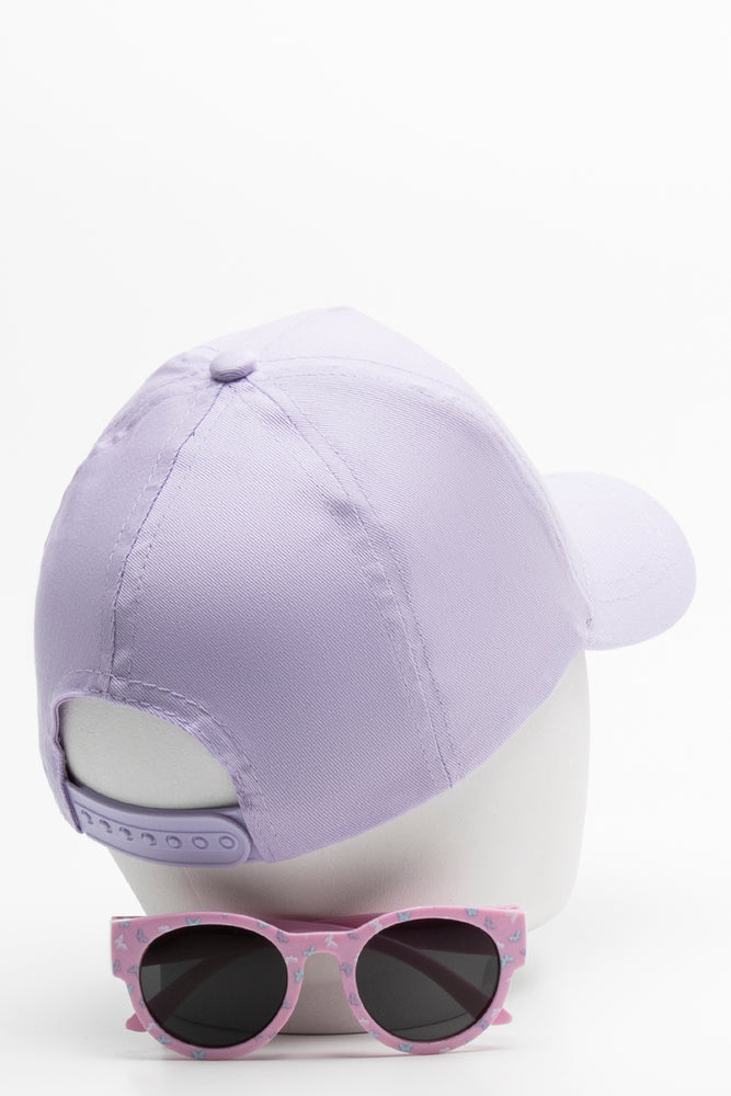 Butterfly Peak Cap And Sunglasses Set Lilac (1)