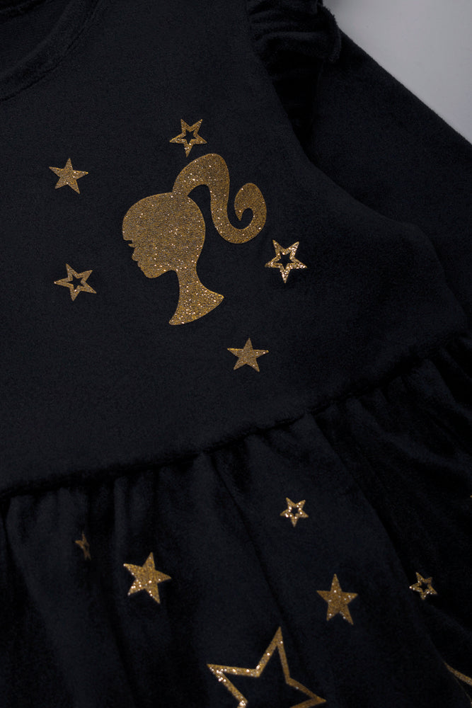 Barbie Velour Dress Black