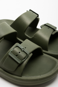 Double Strap Slide Dark Green (2)