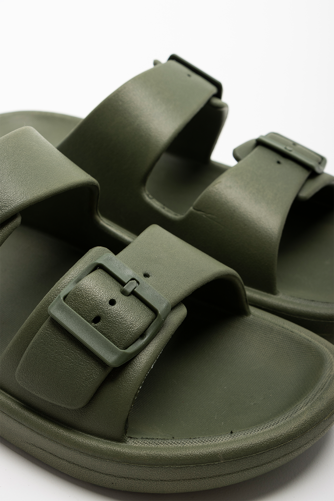Double Strap Slide Dark Green (2)