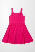 Button Down Tiered Dress Pink (2)