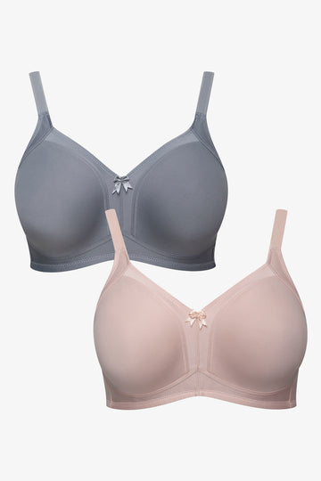 Plus Size 2 Pack Smooth Non Padded Wirefree Bras Dusty Pink And Grey