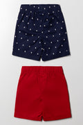 2 Pack Woven Shorts Red And Navy (2)