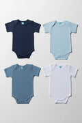 4 Pack Short Sleeve Bodyvests Blue And White