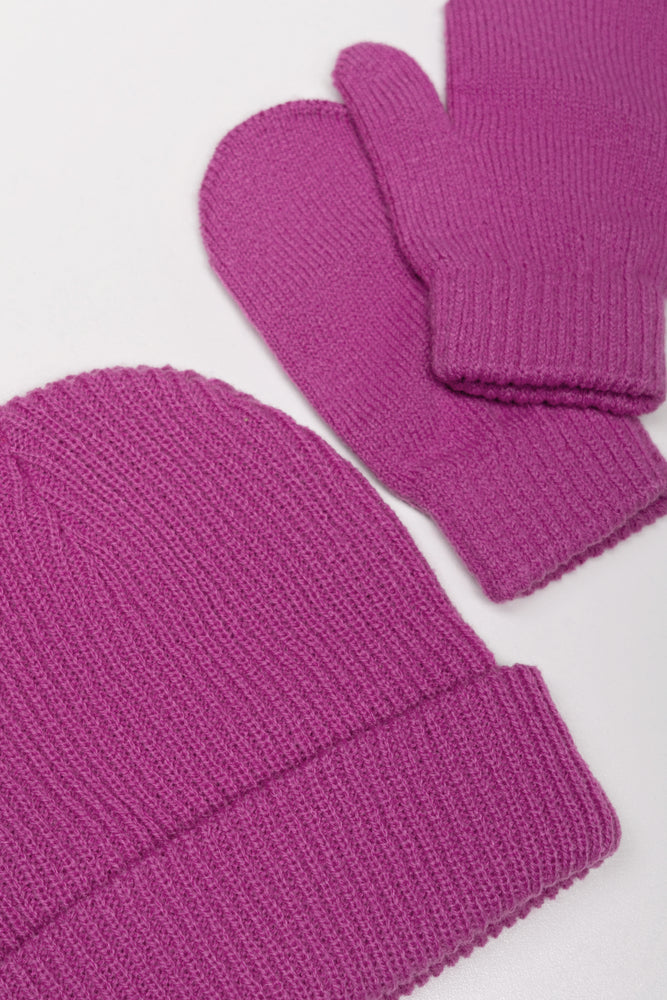 2 Piece Hat Set Purple