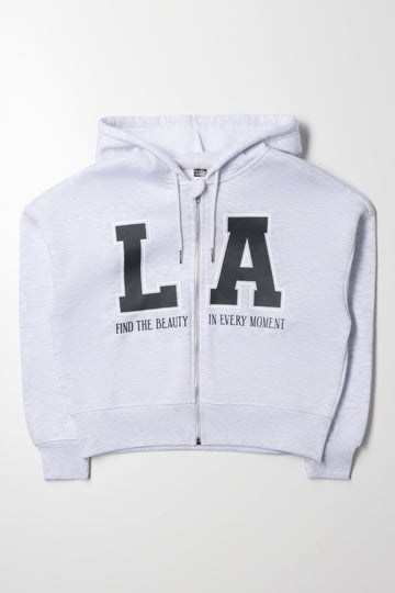 Los Angeles Hooded Zip Through Tracktop Grey