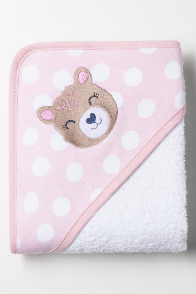 Polka Dot Bear Hooded Towel Pink