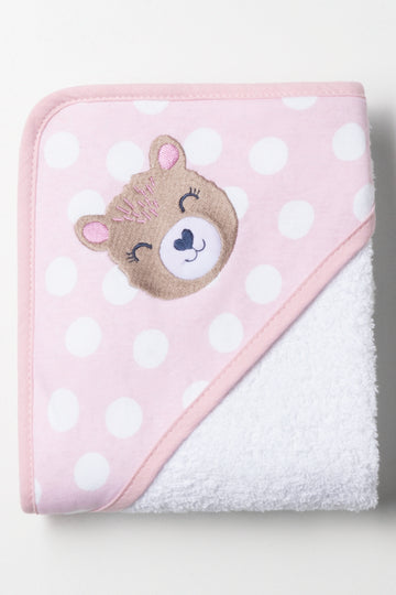 Polka Dot Bear Hooded Towel Pink