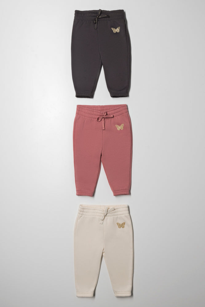 3 Pack Trackpants Peach, Pink And Dark Grey