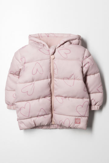 Hooded Puffer Jacket Pink