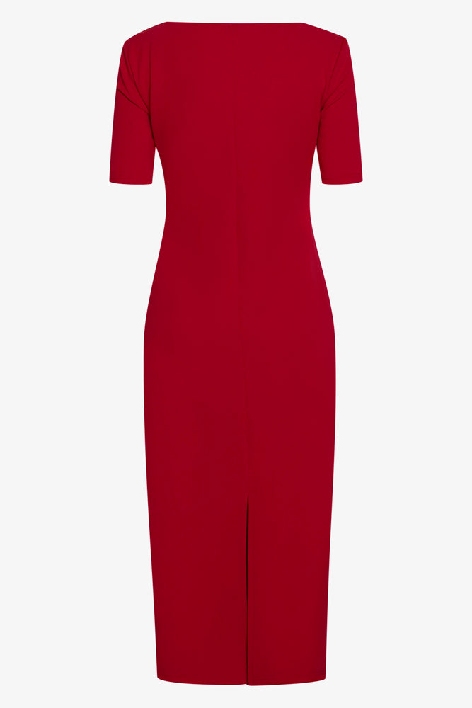 Side Ruched Bodycon Dress Red (1)