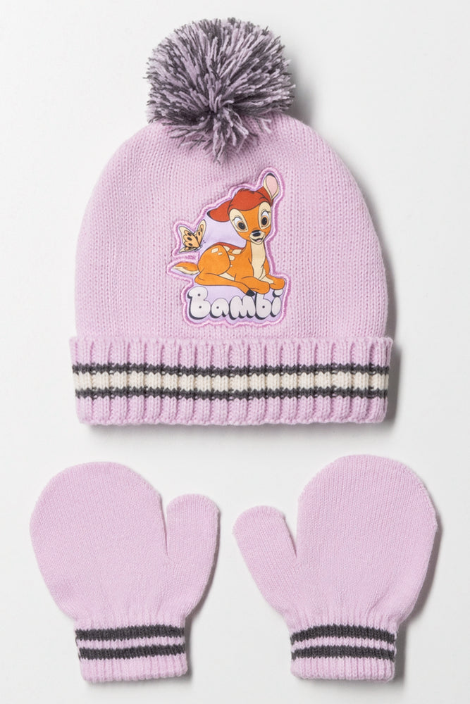 Bambi Beanie And Gloves Set Lilac