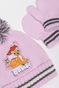 Bambi Beanie And Gloves Set Lilac (1)