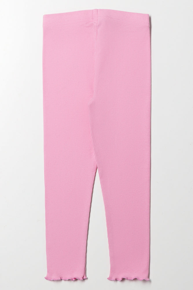 Rib Leggings Pink (2)