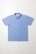 Short Sleeve Raised Collar Shirt Blue