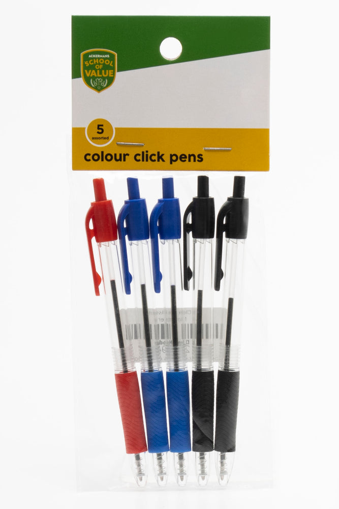 5 Pack Click Pens Assorted