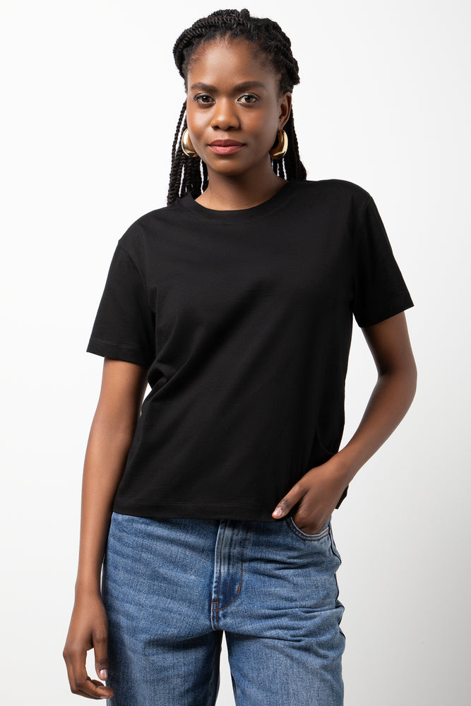 Crew Neck Short Sleeve Regular Fit T-Shirt Black