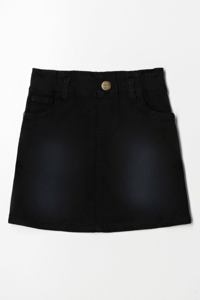 Paper Bag Denim Skirt Black