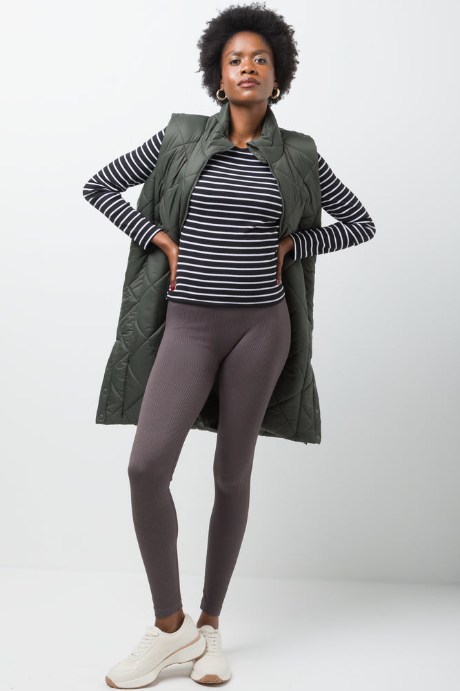 Rib Seamless Wide Waist Legging Dark Grey