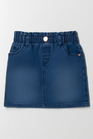 Denim Paper Bag Skirt Blue