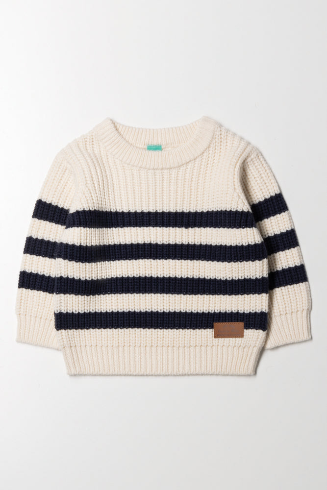 Stripe Crew Neck Jersey Cream