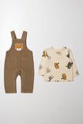 Bear Corduroy Dungaree Set Brown (4)