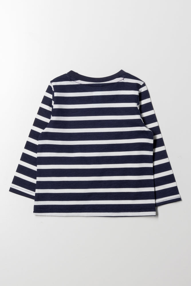 Stripe Long Sleeve T-Shirt Navy (2)