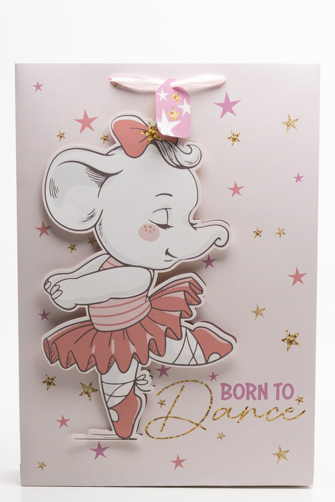 Elephant Born To Dance Gift Bag Pink