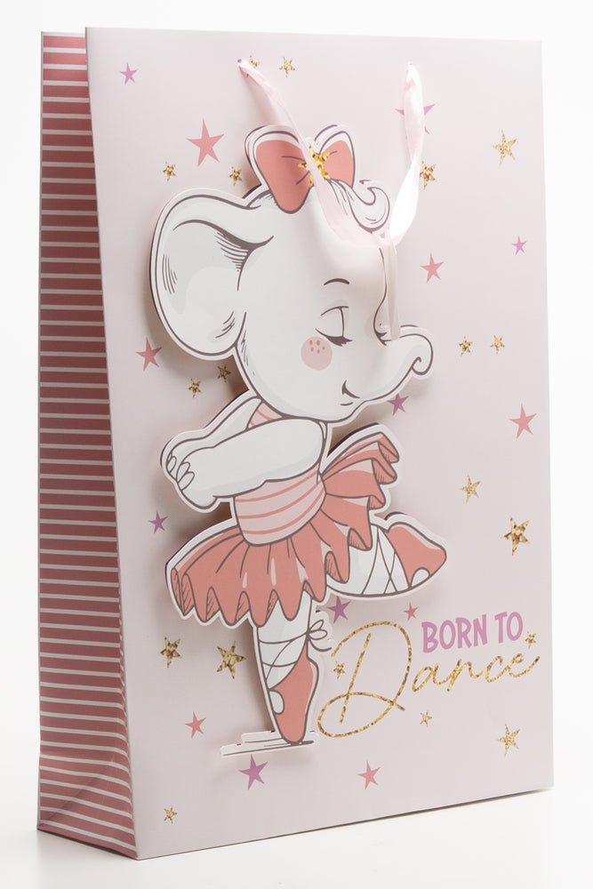 Elephant Born To Dance Gift Bag Pink (1)