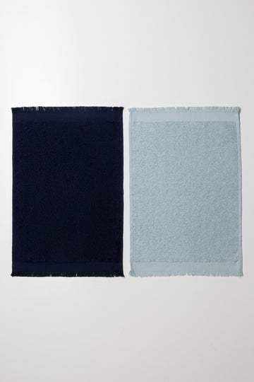 2 Pack Fringed Guest Towel Navy And Light Blue