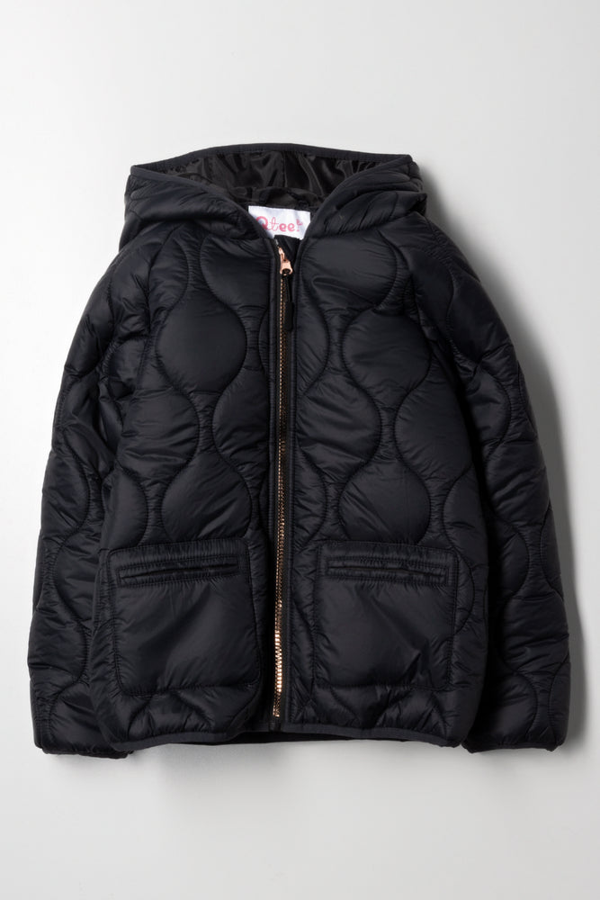 Hooded Puffer Jacket Black