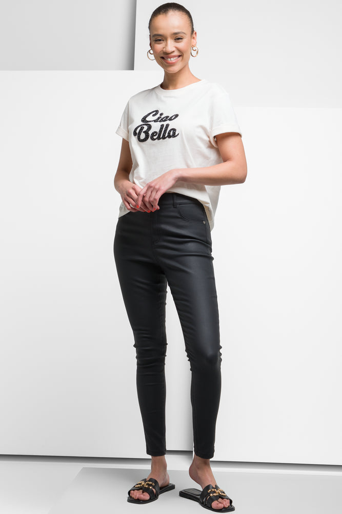 Coated Skinny Denim Jeans Black