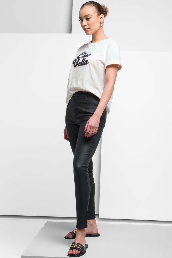 Coated Skinny Denim Jeans Black (1)